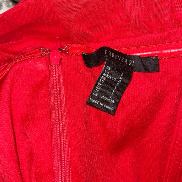 Strapless Red Corset Mesh Ruched Mini Dress - Picture 4 of 6